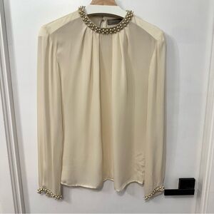 Hallhuber Donna Silk Blouse with Pearl Details